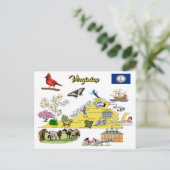 Virginia Staat Touristenkarte Postkarte (Stehend Vorderseite)