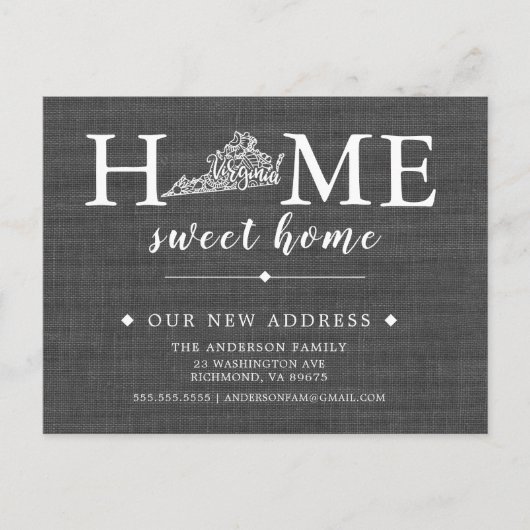 VIRGINIA Staat-Umstiegskarte Ankündigungspostkarte (Vorderseite)