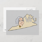 Virginia Staat VA Cartoon mit George Washington Postkarte (Vorne/Hinten)