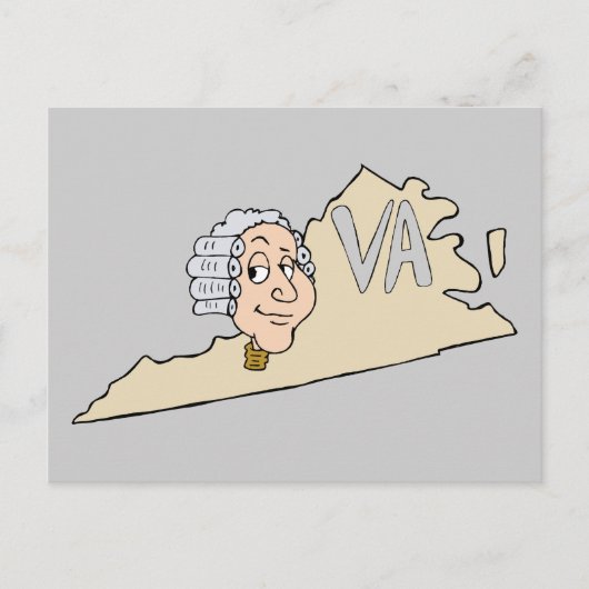 Virginia Staat VA Cartoon mit George Washington Postkarte (Vorderseite)