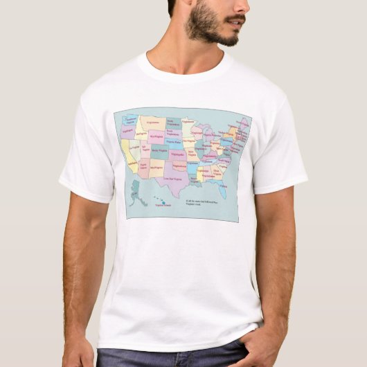 Virginia-Staatskarte T-Shirt (Vorderseite)