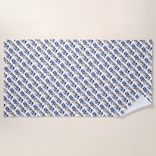 Virginia State Flag Typografy Pattern USA Strandtuch (Vorderseite)