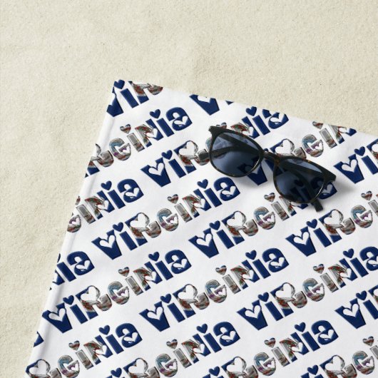 Virginia State Flag Typografy Pattern USA Strandtuch (Beispiel)