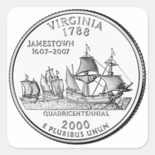 Virginia State Quarter Quadratischer Aufkleber