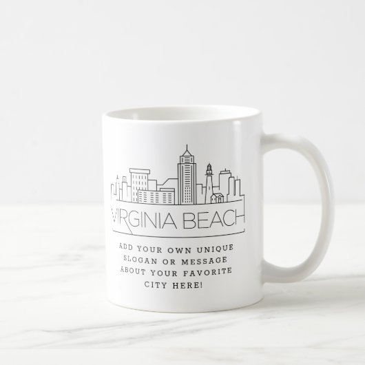 Virginia Strand Stilisierte Skyline | Benutzerdefi Kaffeetasse (Rechts)