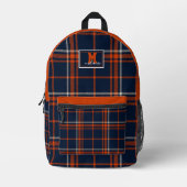 Virginia tartan plaid navy and orange checkered bedruckter rucksack (Vorderseite)