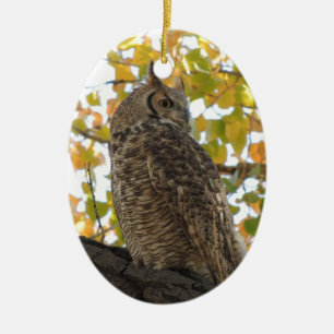Virginia-Uhu in einem Baum Keramik Ornament