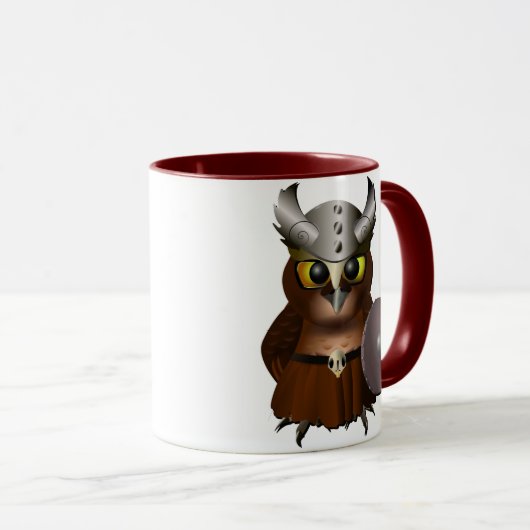 "Virginia-Uhu-" Viking-Sturzhelm-Eule Tasse (VorderseiteRechts)