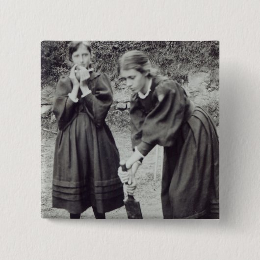 Virginia und Vanessa Stephen, in St. Ives, 1894 Button (Vorderseite)