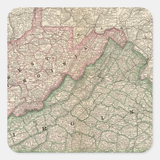 Virginia und West Virginia 2 Quadratischer Aufkleber (Vorderseite)