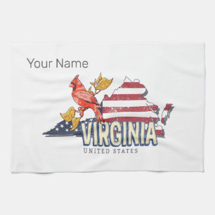 Virginia United Staaten Retro Staat Map Vintag USA Geschirrtuch