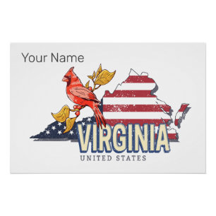 Virginia United Staaten Retro Staat Map Vintag USA Poster