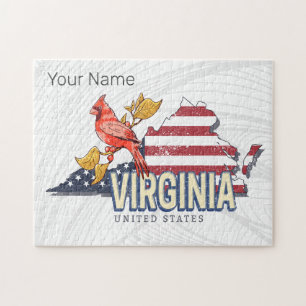 Virginia United Staaten Retro Staat Map Vintag USA Puzzle
