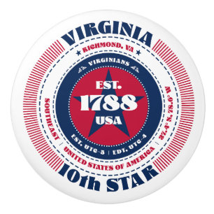 Virginia US Staat Red White Blue Typografy Keramikknauf