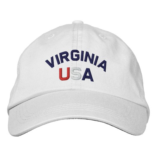 Virginia USA bestickt mit White Hat Bestickte Baseballkappe (Vorderseite)