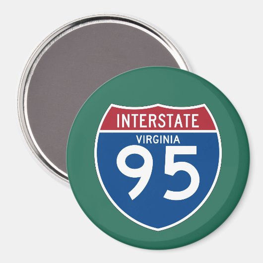Virginia VA I-95 Interstate Highway Shield - Magnet (Vorderseite/Rückseite)