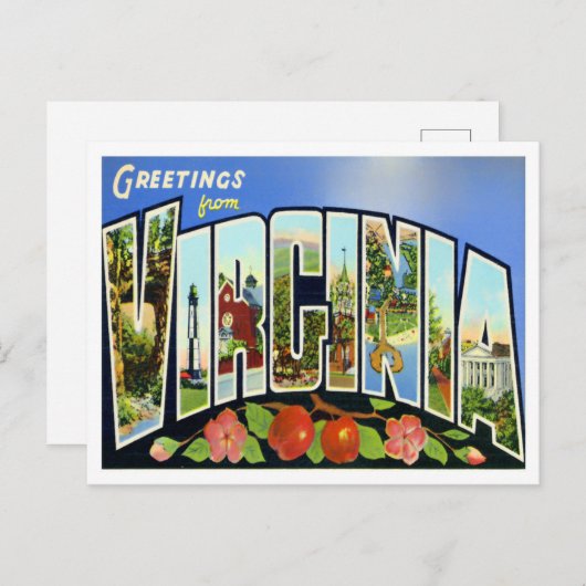 Virginia Vintag Big Letters Postcard Postkarte (Vorne/Hinten)