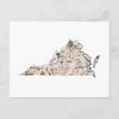 Virginia Vintag Picture Map Staat Chart Postkarte (Vorderseite)