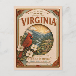 Virginia Vintage Paper Cut American Arcana Postkarte