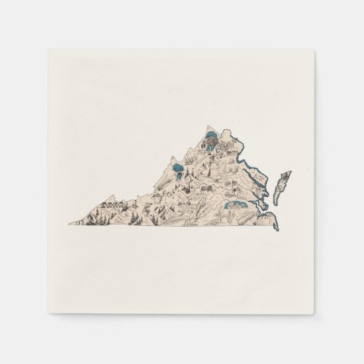 Virginia Vintage Picture Map Antique State Chart Serviette (Vorderseite)