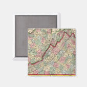 Virginia, W Virginia Karte von Mitchell Magnet (Vorderseite/Rückseite)