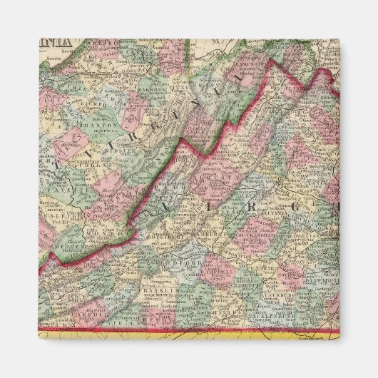 Virginia, W Virginia Karte von Mitchell Magnet (Vorne)