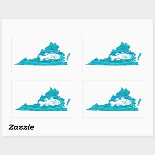 Virginia Wave Fishing Rechteckiger Aufkleber (Blatt)