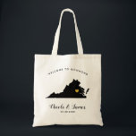 Virginia Wedding Welcome Bag für Hotelgäste Tragetasche<br><div class="desc">Hochzeitswochenende Begrüßungsgeschenk-Tasche für Gäste aus der Stadt zu Ihrer Hochzeit,  mit Bild von Virginia. Fülle die Tasche mit deinen Lieblingsgoodies. Klicken Sie auf "Weiter anpassen",  um das Herz an den Veranstaltungsort zu verschieben.</div>