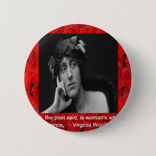 Virginia Woolf & Liebeszitat Button (Vorderseite)