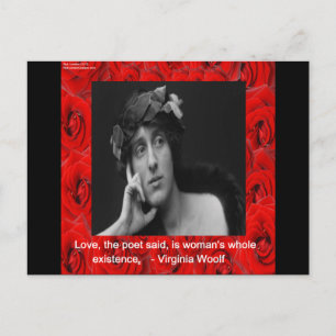 Virginia Woolf & Liebeszitat Postkarte