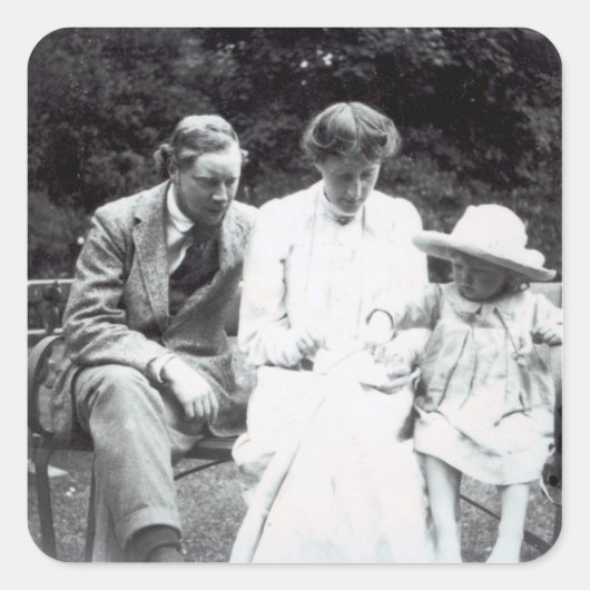 Virginia Woolf mit Clive und julianischer Bell, Quadratischer Aufkleber (Vorderseite)