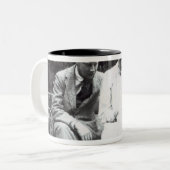 Virginia Woolf mit Clive und julianischer Bell, Zweifarbige Tasse (Vorderseite Links)