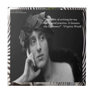 Virginia Woolf mit Zebrastreifen-Schreibzitat Fliese