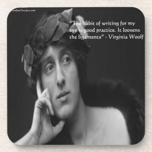Virginia Woolf mit Zebrastreifen-Schreibzitat Untersetzer