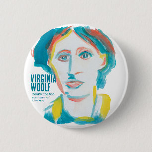 Virginia Woolf Portrait benutzerdefinierter Text   Button