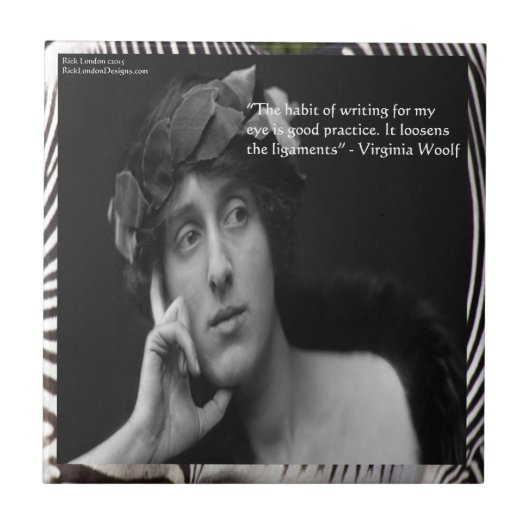 Virginia Woolf W/Zebra Stripes schreibt Zitat Fliese (Vorderseite)