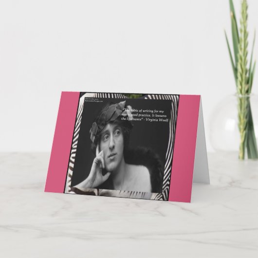 Virginia Woolf W/Zebra Stripes schreibt Zitat Karte (Vorderseite)