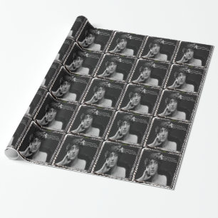 Virginia Woolf W/Zebrastreifen-Schreibzitat Geschenkpapier