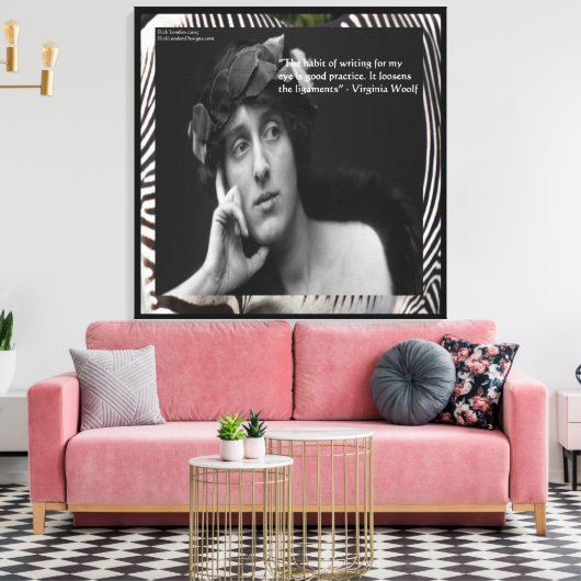 Virginia Woolf & Writing Quote Wrapped Canvas Prin Leinwanddruck (Insitu (Wohnzimmer))