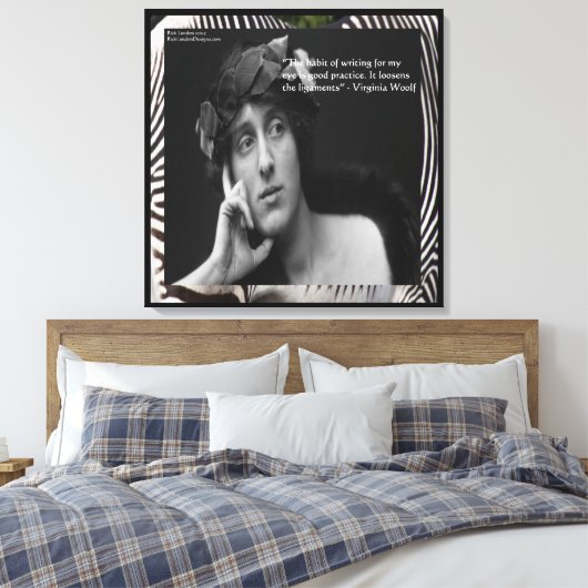Virginia Woolf & Writing Quote Wrapped Canvas Prin Leinwanddruck (Insitu (Schlafzimmer))