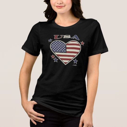 Virginia Wright Heart Flag USA T-Shirt Tri-Blend S Tri-Blend Shirt (Vorderseite)