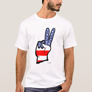 Virginia Wright Peace Sign USA Flag Peace T - Shir T-Shirt