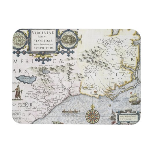 Virginiae Item et Floridae Americae provinciarum 3 Magnet (Horizontal)