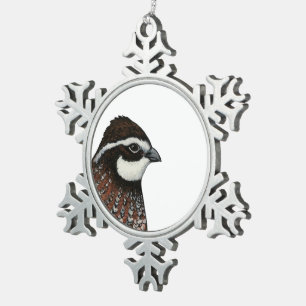 Virginiawachtel-Kopf Schneeflocken Zinn-Ornament