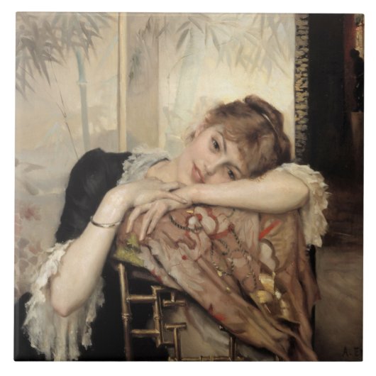 Virginie (Die Pariser Frau) (von Albert Edelfelt) Fliese (Vorderseite)