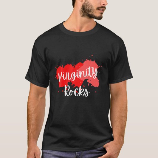 Virginity Rocks Pink Red T-Shirt (Vorderseite)