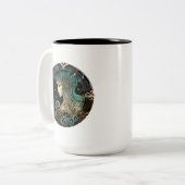 Virgo Aquamarin und Black Watercolor Zodiac Zweifarbige Tasse (Vorderseite Links)