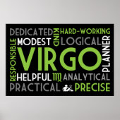 Virgo Astrologie Word Collage Print Poster (Vorne)