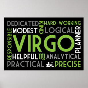 Virgo Astrologie Word Collage Print Poster