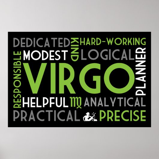 Virgo Astrologie Word Collage Print Poster (Vorne)